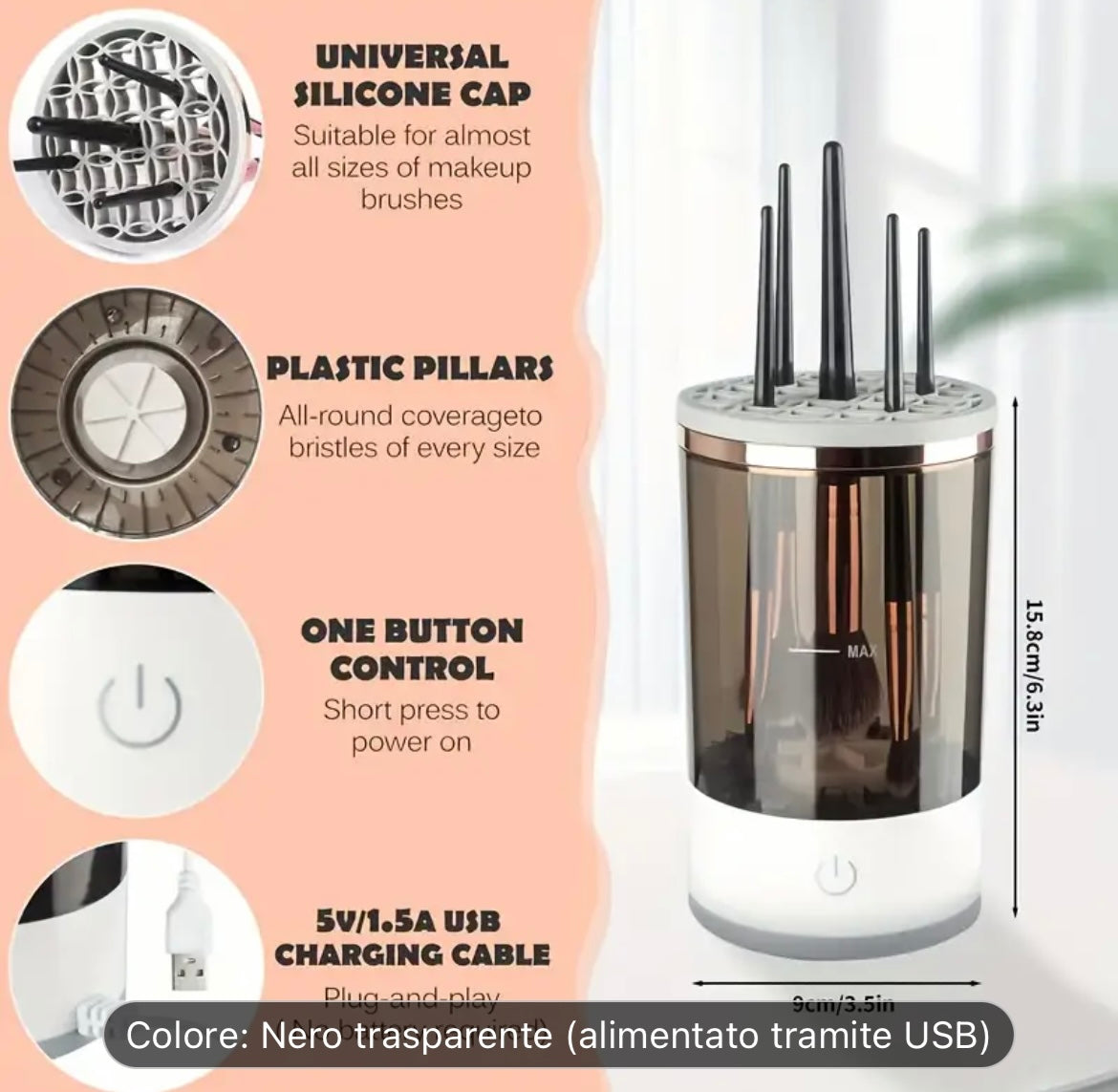 pulitore e asciugatore USB per pennelli